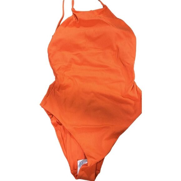 Andie Swim The Asbury One-Piece High Neck Siren Orange Swimsuit NWT Medium - Picture 3 of 7